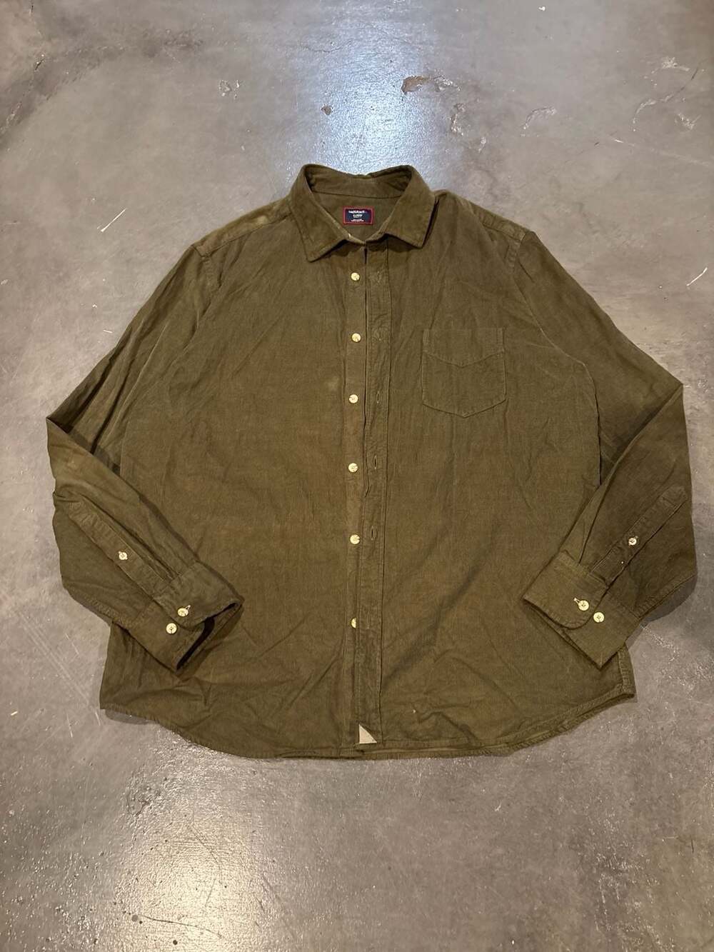 UNTUCKit Caprone Men's Long Sleeve Olive Green Corduroy Regular Fit Shirt